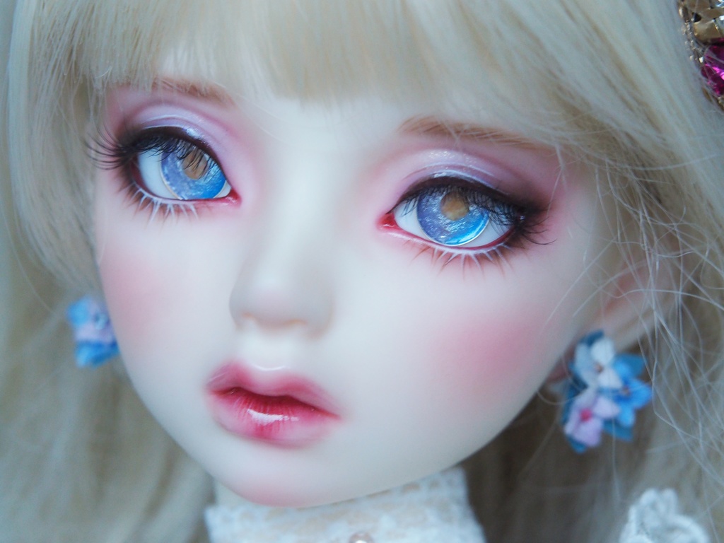 18mm/8.5mm 紫陽花色 青×青紫×ピンク ジェムタイプ 七宝グラスアイ