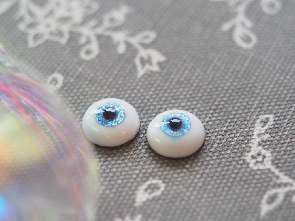 12mm/6.5mm ブルー系水彩タイプ 七宝グラスアイ