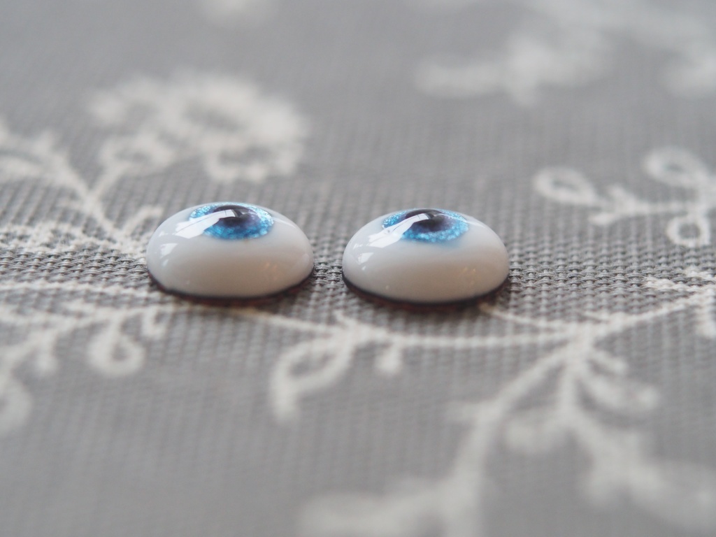 12mm/6.5mm ブルー系水彩タイプ 七宝グラスアイ