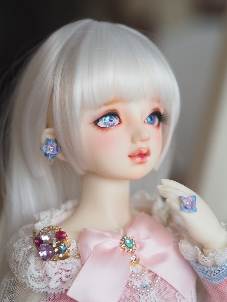 16mm/8.5mm 紫陽花色（青×紫）ジェムタイプ 七宝グラスアイ