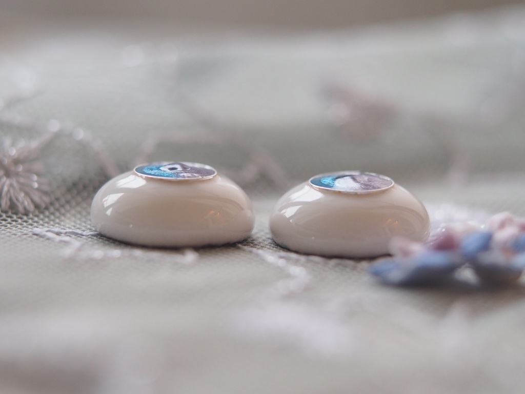 16mm/8.5mm 紫陽花色（青×紫）ジェムタイプ 七宝グラスアイ