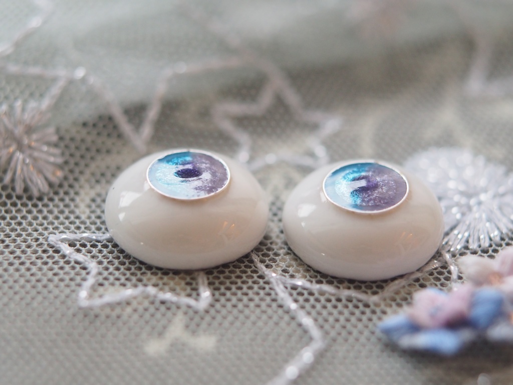 16mm/8.5mm 紫陽花色（青×紫）ジェムタイプ 七宝グラスアイ