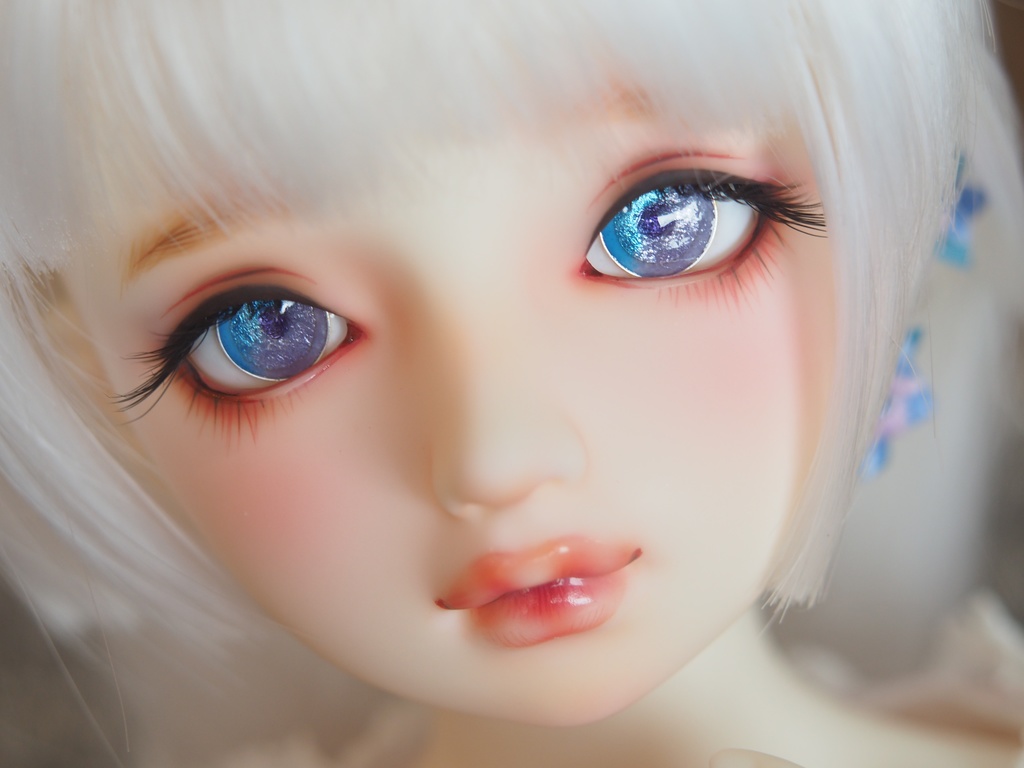 16mm/8.5mm 紫陽花色（青×紫）ジェムタイプ 七宝グラスアイ