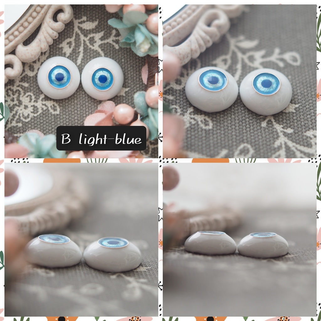 【2種類】16mm/8.5mm ブルー系ジェムタイプ 七宝グラスアイ 七宝焼きドールアイ