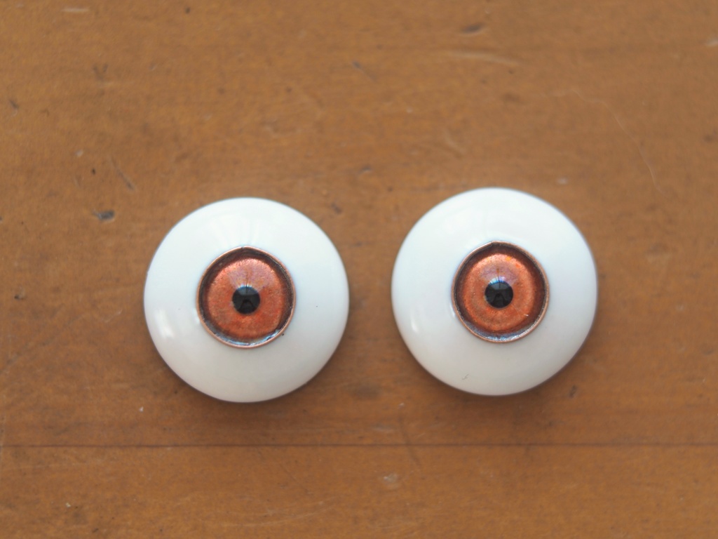18mm/9mm ライトオレンジ カッパータイプ 七宝グラスアイ 七宝焼きドールアイ