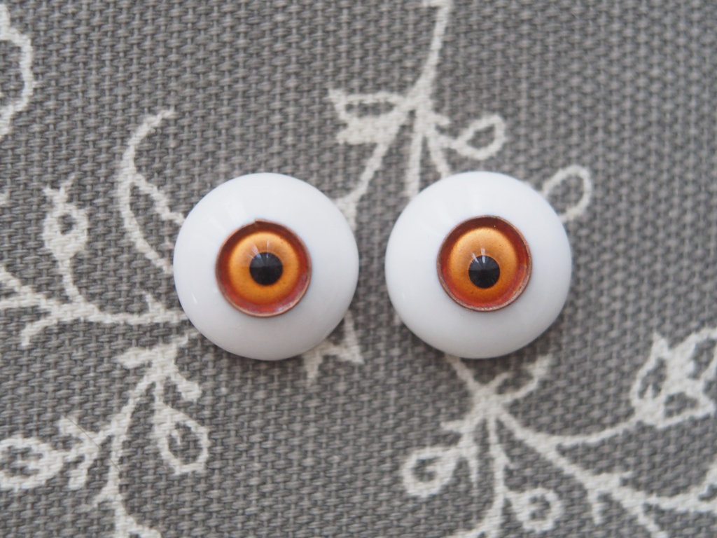 【B品】15mm/8mm イエローゴールド系 カッパータイプ 七宝グラスアイ 七宝焼きドールアイ