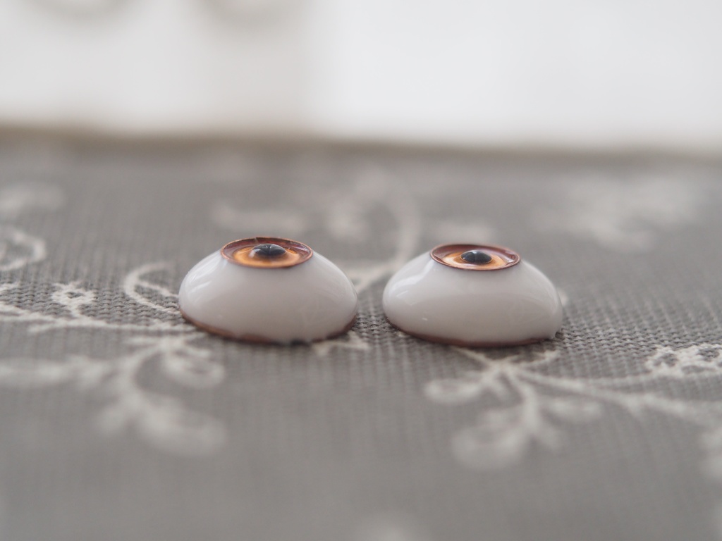 【B品】15mm/8mm イエローゴールド系 カッパータイプ 七宝グラスアイ 七宝焼きドールアイ