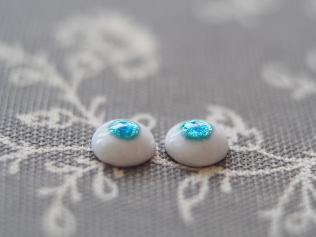 10mm/6.5mm ブルーグリーン系水彩タイプ 七宝グラスアイ 七宝焼きドールアイ