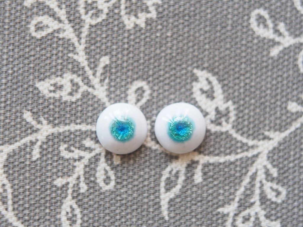 10mm/6.5mm ブルーグリーン系水彩タイプ 七宝グラスアイ 七宝焼きドールアイ