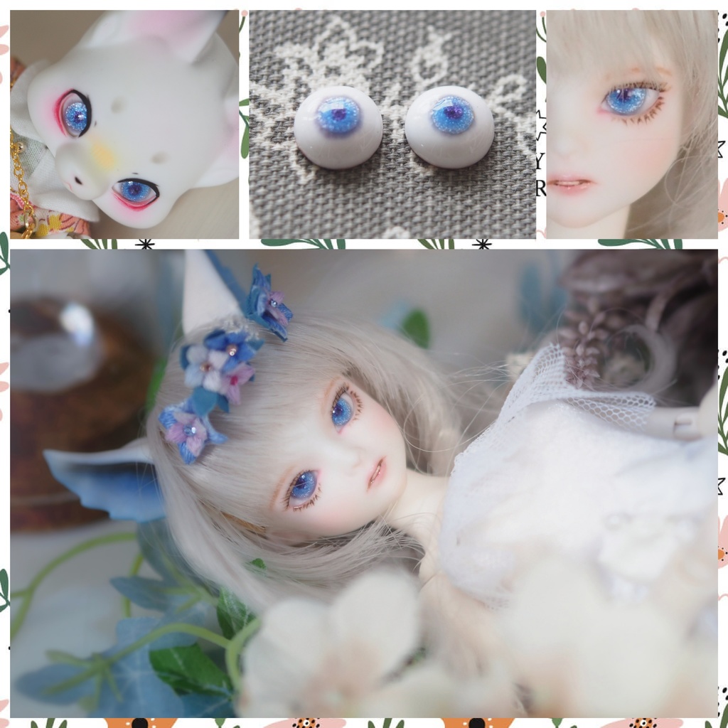 10mm/5.5mm パープル系水彩タイプ 七宝グラスアイ 七宝焼きドールアイ