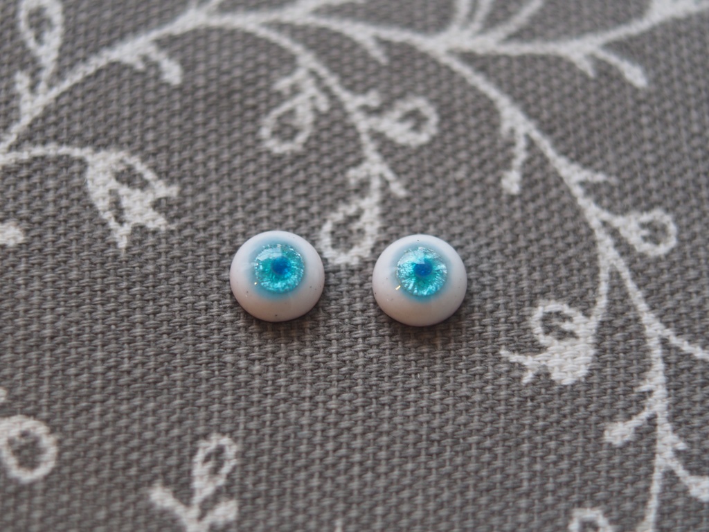8mm/5.5mm ブルーグリーン系水彩タイプ 七宝グラスアイ 七宝焼きドールアイ