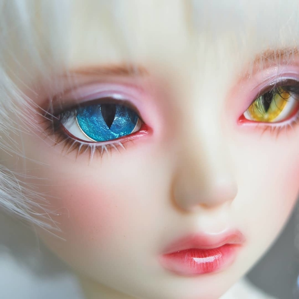 20mm/10.5mm 猫目オッドアイ ジェムタイプ 七宝グラスアイ 七宝焼きドールアイ