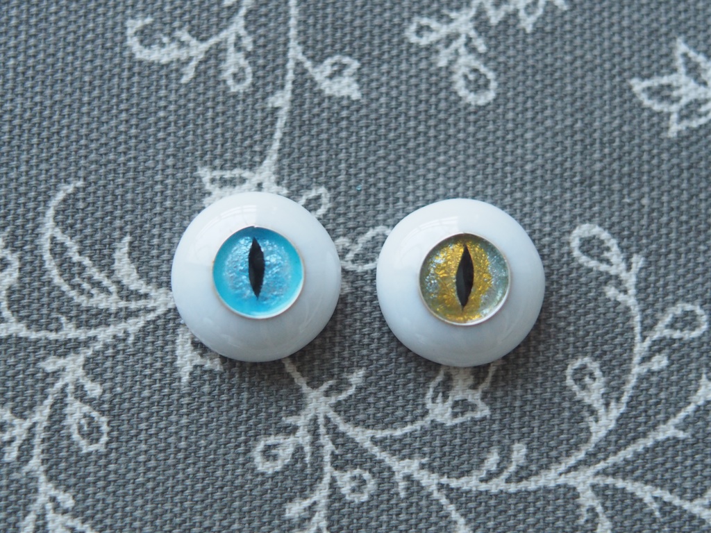 18.5mm/10mm 猫目オッドアイ ジェムタイプ 七宝グラスアイ 七宝焼きドールアイ