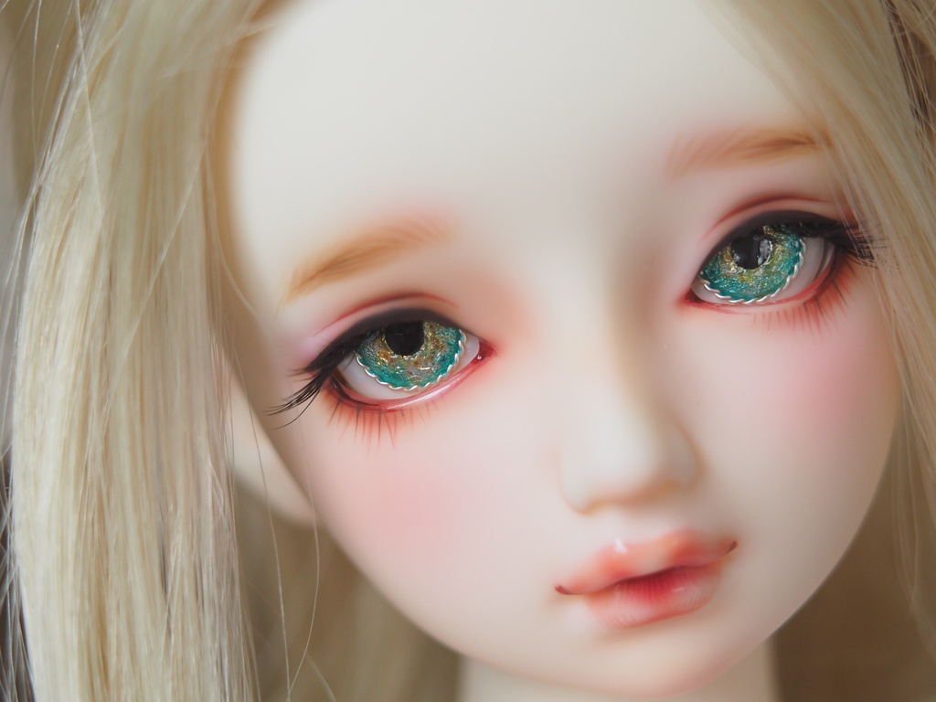 15mm/9.5mm イエロー×ブルーグリーン より線ジェムタイプ 七宝グラスアイ 七宝焼きドールアイ