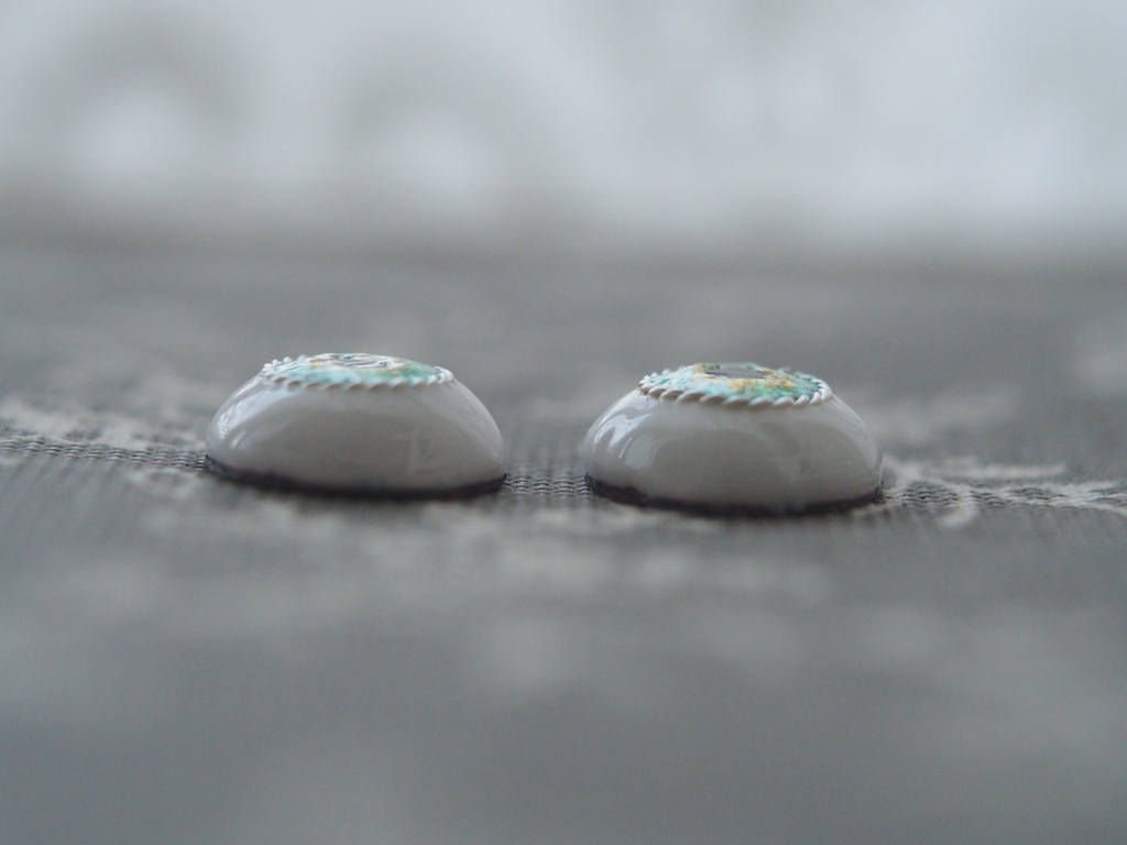 15mm/9.5mm イエロー×ブルーグリーン より線ジェムタイプ 七宝グラスアイ 七宝焼きドールアイ