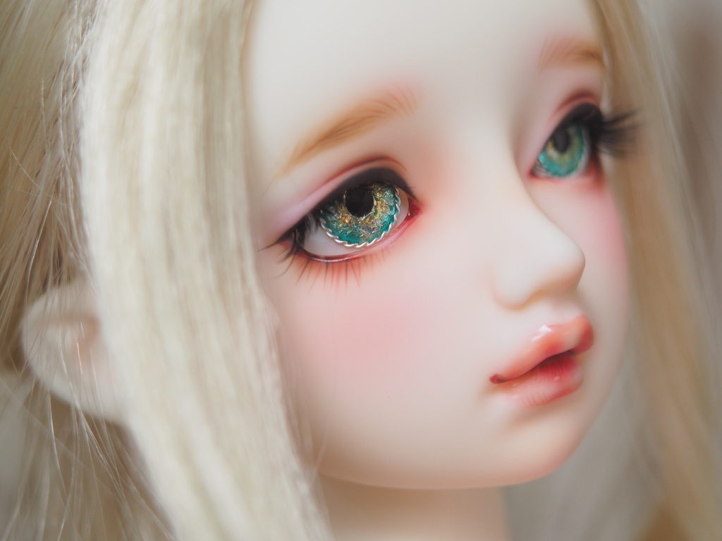 15mm/9.5mm イエロー×ブルーグリーン より線ジェムタイプ 七宝グラスアイ 七宝焼きドールアイ
