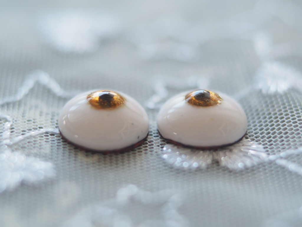 【B品】15mm/6.5mm イエローゴールド水彩タイプ 七宝グラスアイ 七宝焼きドールアイ