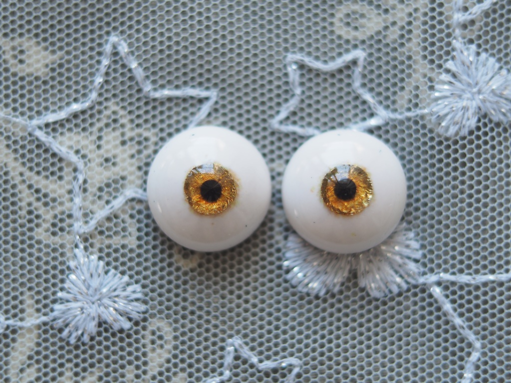 【B品】15mm/6.5mm イエローゴールド水彩タイプ 七宝グラスアイ 七宝焼きドールアイ