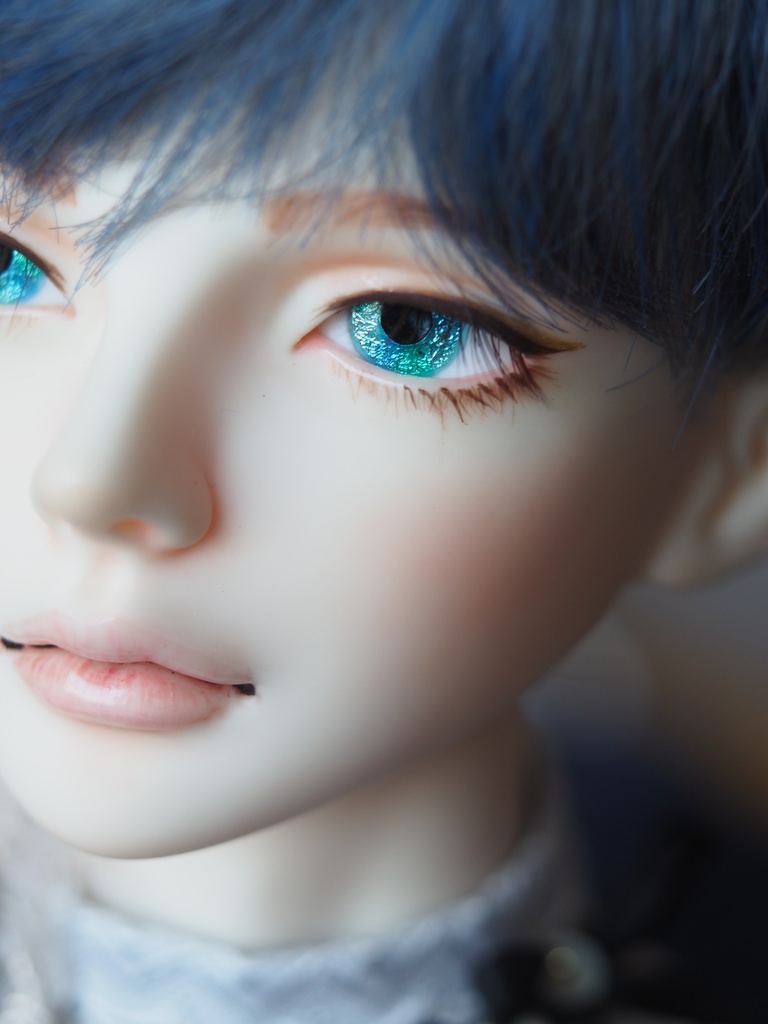 【3タイプ】15.5mm/8.5mm ブルー×ブルーグリーン系 ジェム&水彩&カッパー 七宝グラスアイ 七宝焼きドールアイ