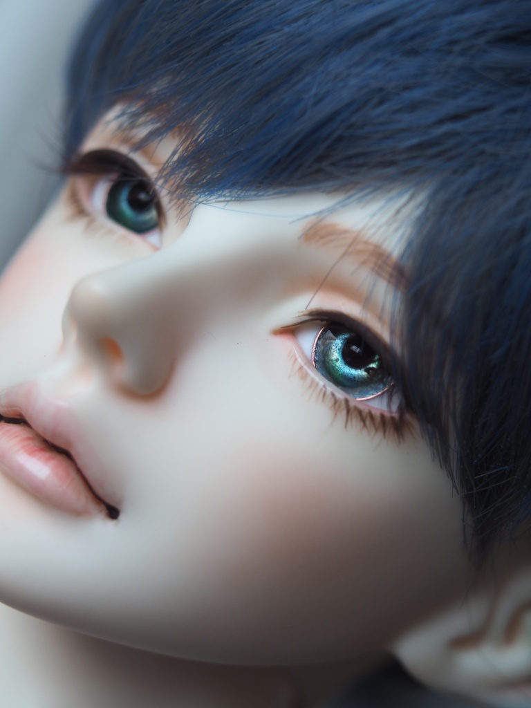 【3タイプ】15.5mm/8.5mm ブルー×ブルーグリーン系 ジェム&水彩&カッパー 七宝グラスアイ 七宝焼きドールアイ