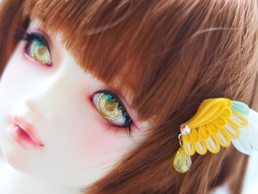 15.5mm/9mm 蜂蜜レモネード色 ジェムタイプ 七宝グラスアイ 七宝焼きドールアイ