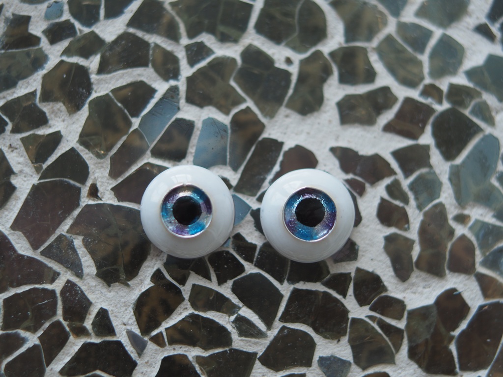 10mm/6mm ジェムタイプ青×紫 七宝グラスアイ 七宝焼きドールアイ