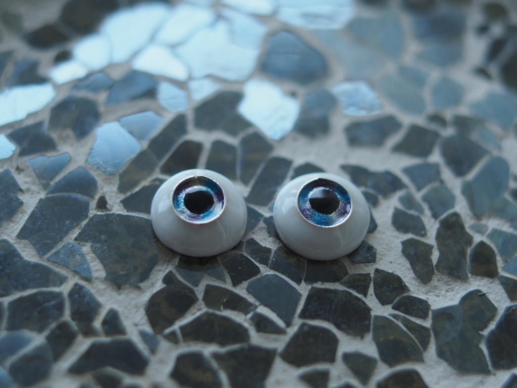 10mm/6mm ジェムタイプ青×紫 七宝グラスアイ 七宝焼きドールアイ