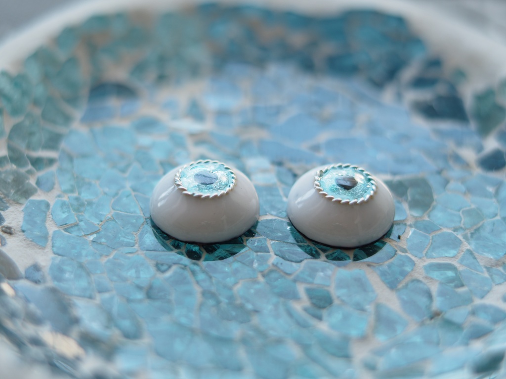 15mm/9mm 水色系より線ジェムタイプ 七宝グラスアイ 七宝焼きドールアイ