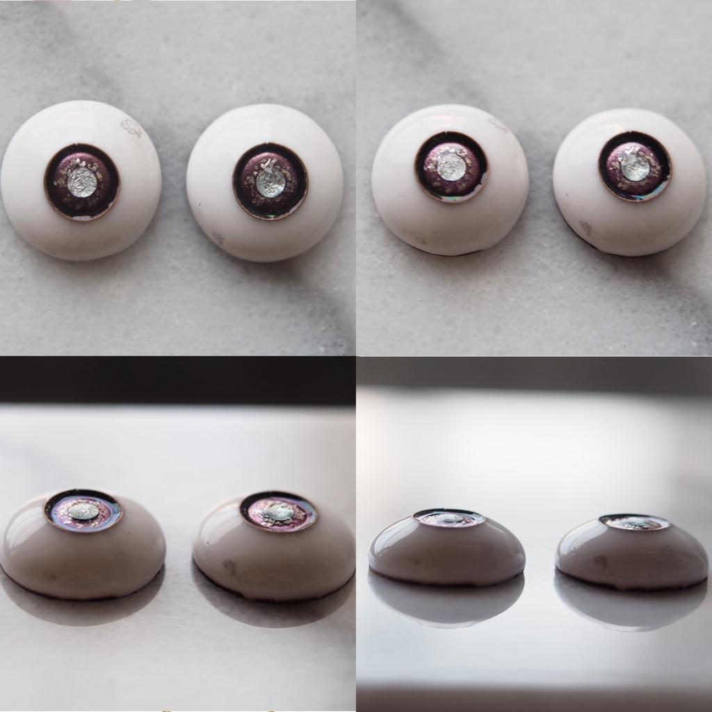 【2色】18mm/9mm 瞳孔銀箔+雲母入りカッパータイプ 七宝グラスアイ 七宝焼きドールアイ