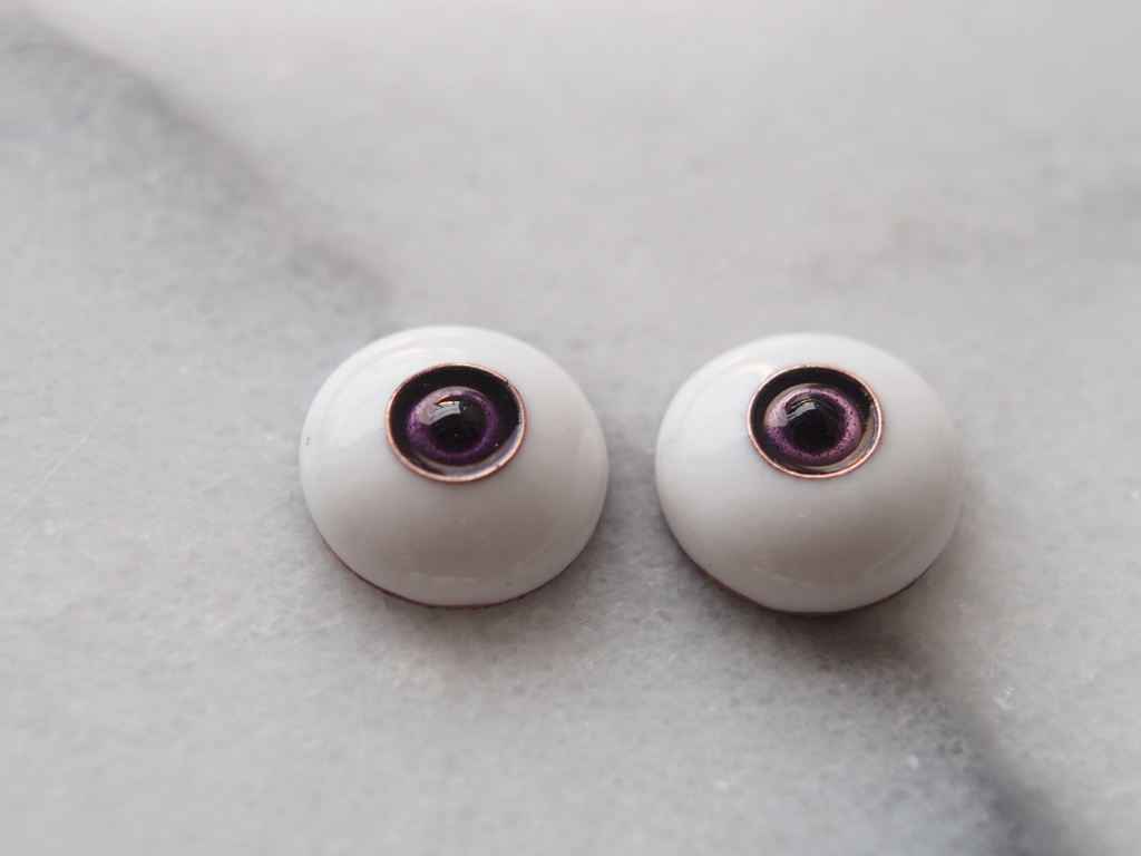 15.5mm/7mm 小虹彩パープル系カッパータイプ 七宝グラスアイ 七宝焼きドールアイ