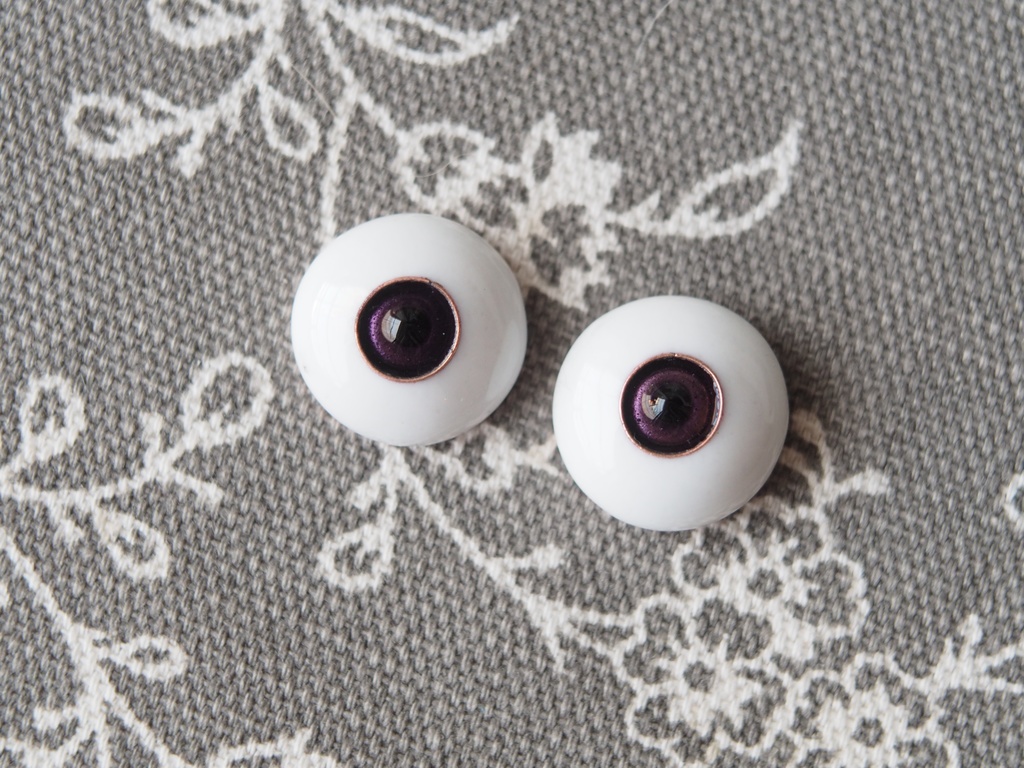 15.5mm/7mm 小虹彩パープル系カッパータイプ 七宝グラスアイ 七宝焼きドールアイ