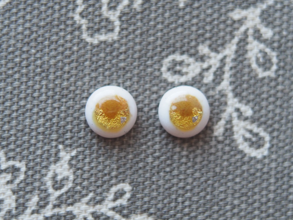 【2種】8mm/6mm ゆめかわパープル &アニメ風イエロー水彩タイプ 七宝グラスアイ 七宝焼きドールアイ