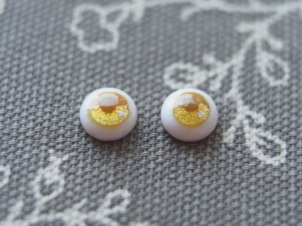 【2種】8mm/6mm ゆめかわパープル &アニメ風イエロー水彩タイプ 七宝グラスアイ 七宝焼きドールアイ