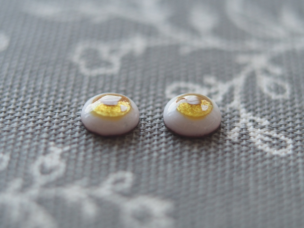 【2種】8mm/6mm ゆめかわパープル &アニメ風イエロー水彩タイプ 七宝グラスアイ 七宝焼きドールアイ