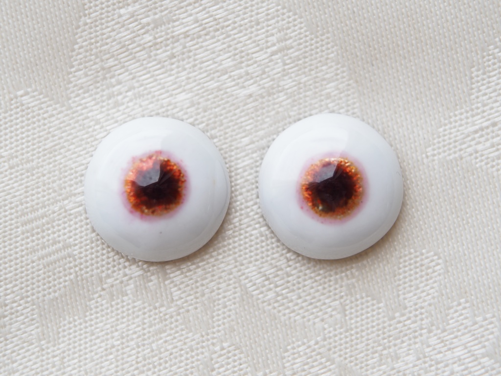 【B品】15mm/8mm 橙色 水彩タイプ 七宝グラスアイ