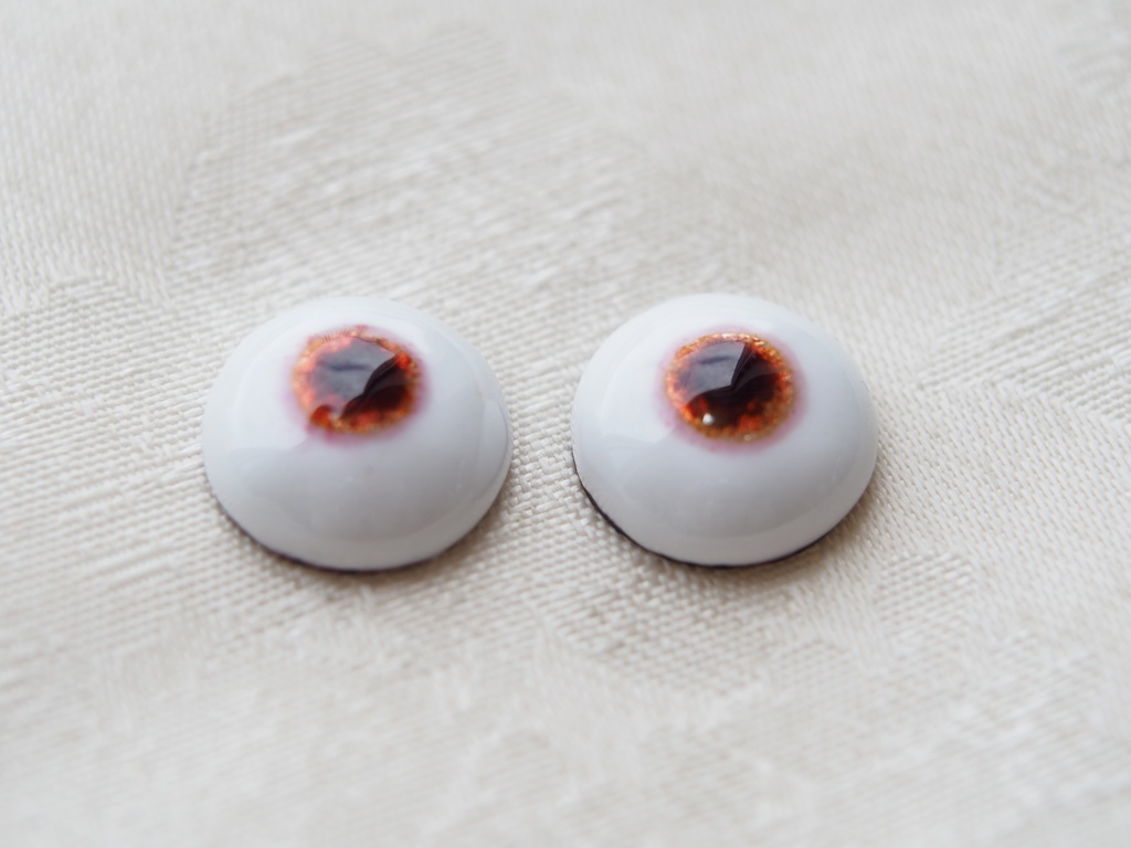 【B品】15mm/8mm 橙色 水彩タイプ 七宝グラスアイ