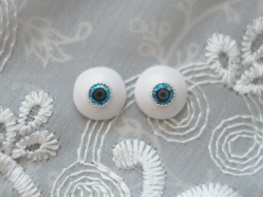 【B品】13.5mm/6mm ブルー系ジェムタイプ 七宝グラスアイ