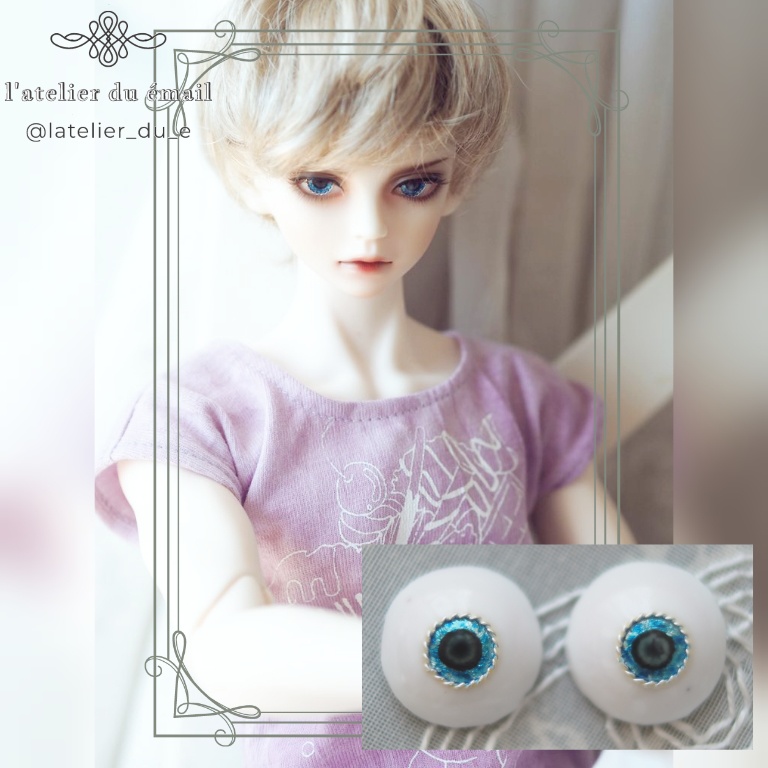 【B品】13.5mm/6mm ブルー系ジェムタイプ 七宝グラスアイ