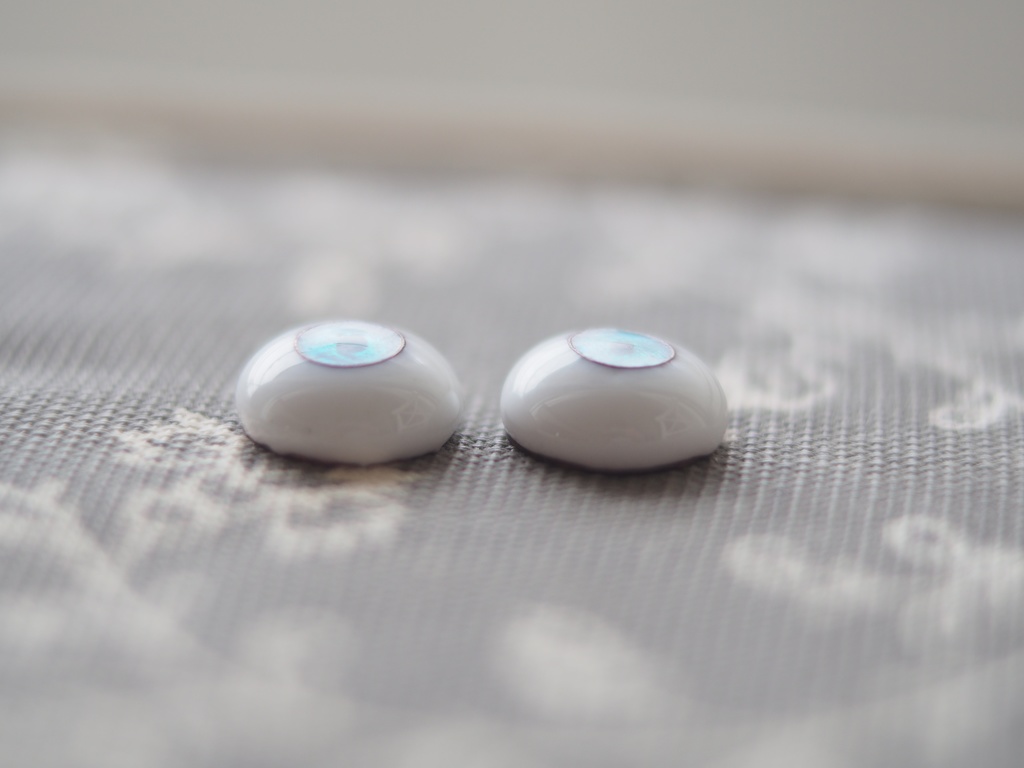 【B品】14mm/7mm ブルーグリーン系ジェムタイプ(銅線)七宝グラスアイ