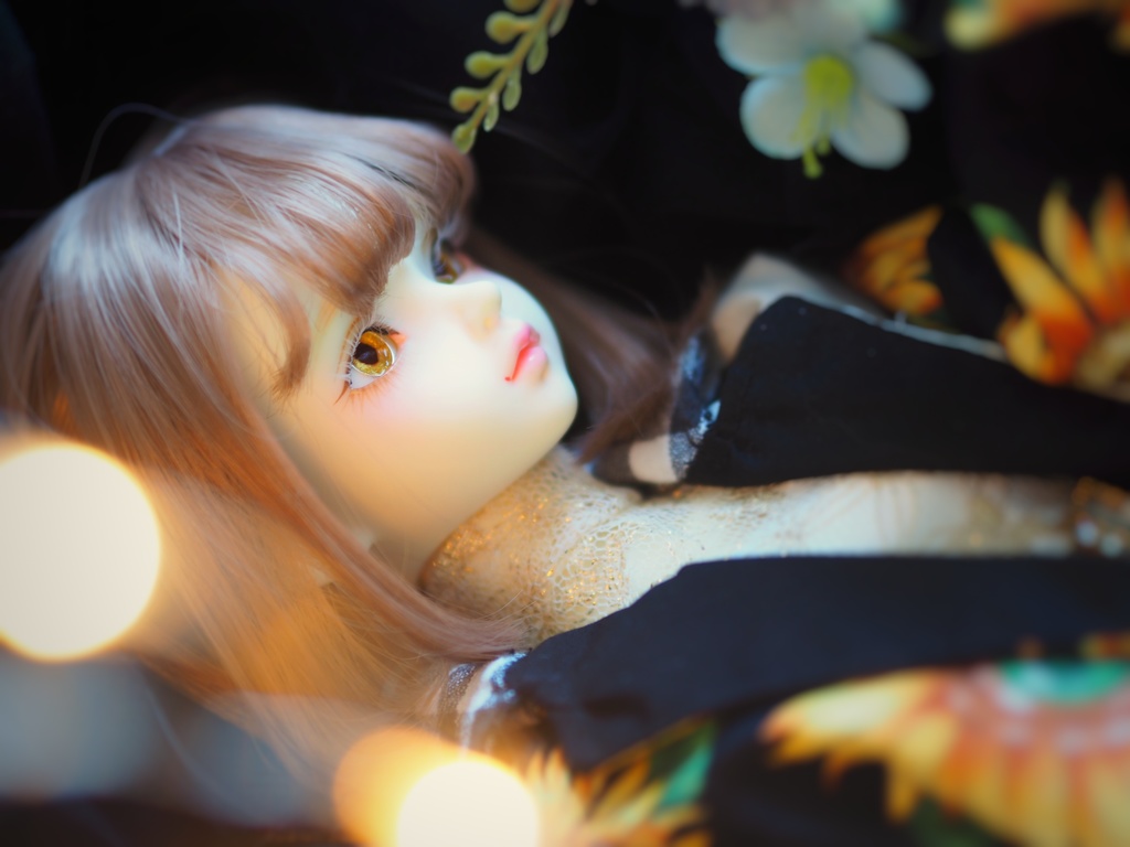 16mm/8mm 向日葵色ジェムタイプ 七宝グラスアイ