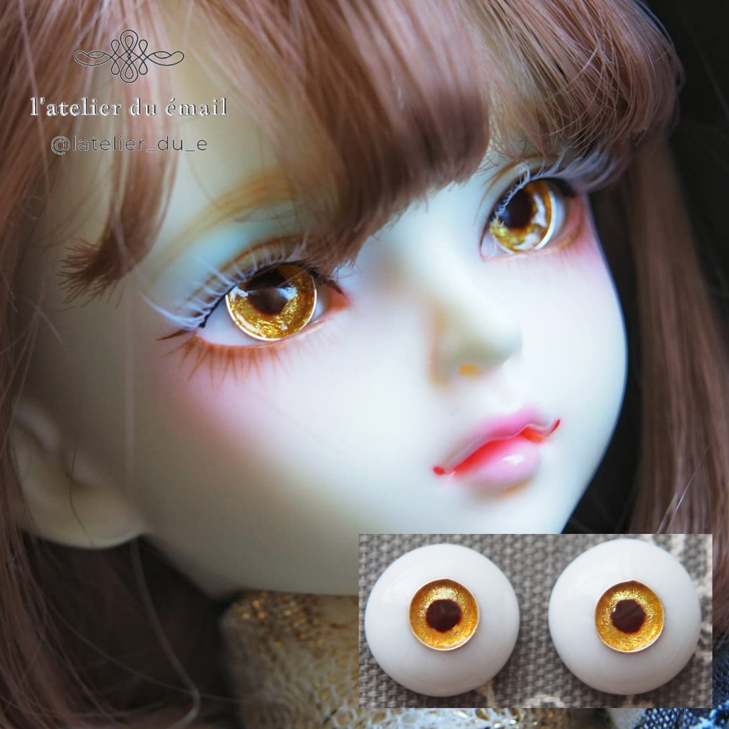16mm/8mm 向日葵色ジェムタイプ 七宝グラスアイ