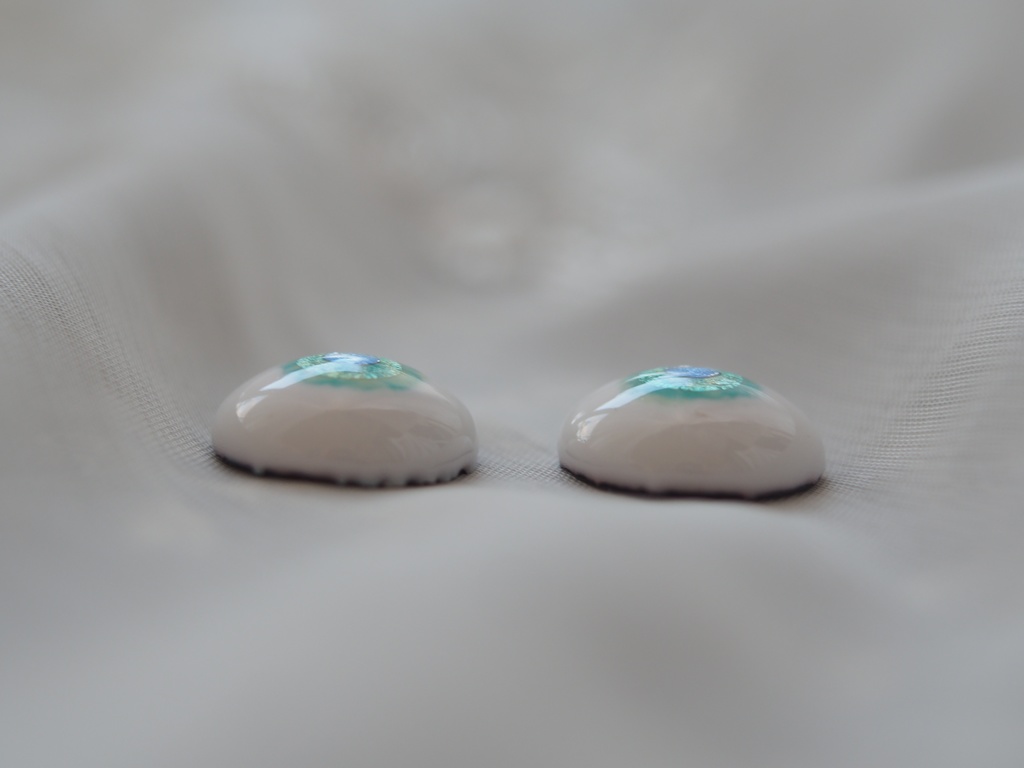 15.5mm/8.5mm グリーン系水彩タイプ 七宝グラスアイ