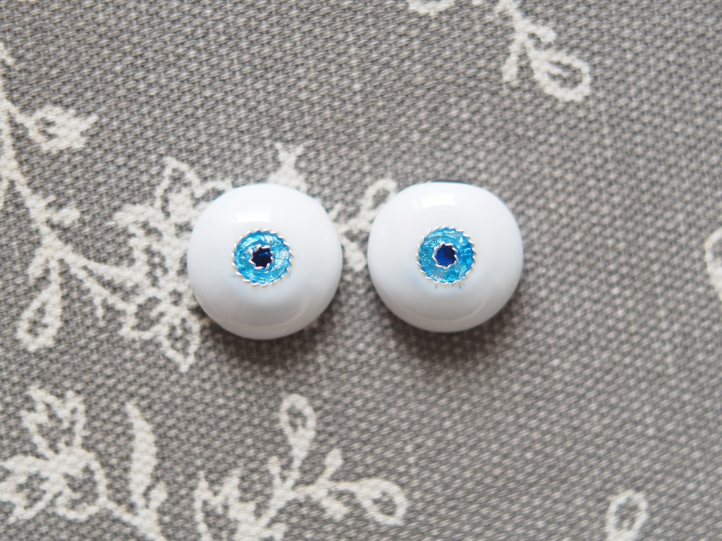 【B品】16mm/6mm 水色系小虹彩ジェムタイプ 七宝グラスアイ
