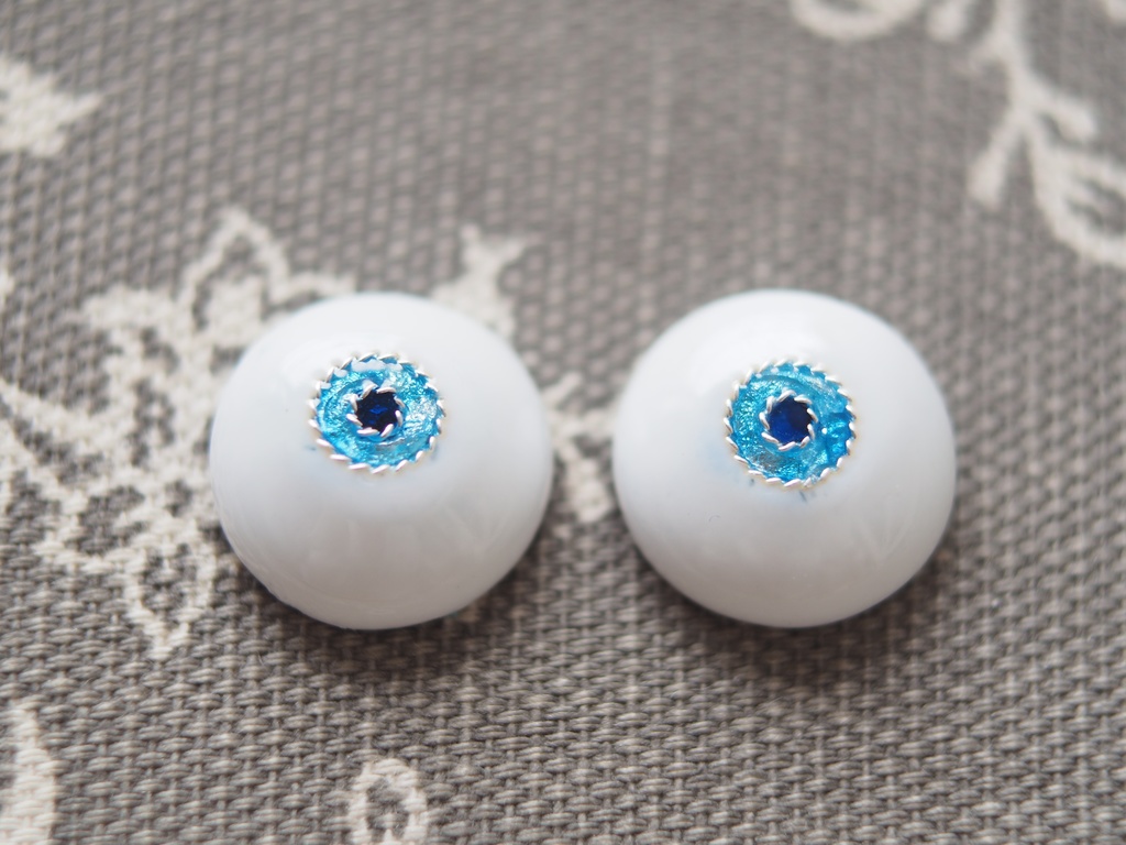 【B品】16mm/6mm 水色系小虹彩ジェムタイプ 七宝グラスアイ