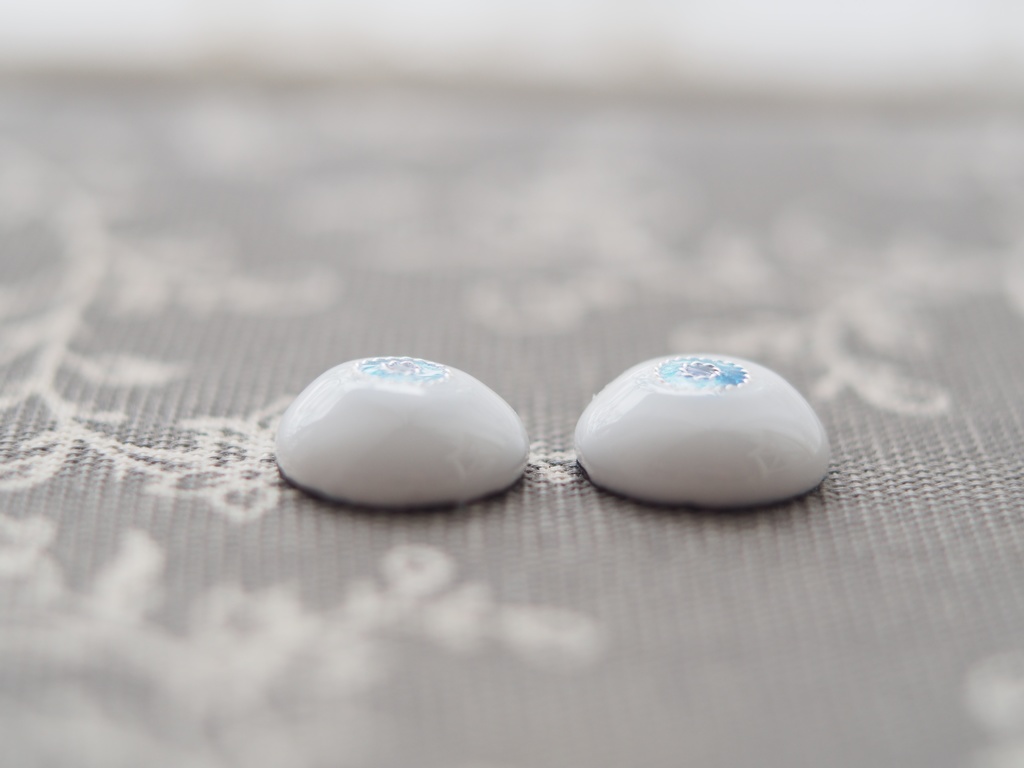【B品】16mm/6mm 水色系小虹彩ジェムタイプ 七宝グラスアイ