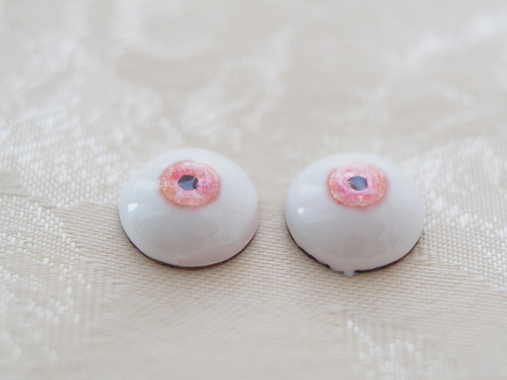 【B品】15.5mm/7mm 桃色水彩タイプ 七宝グラスアイ