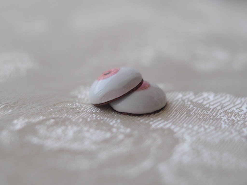 【B品】15.5mm/7mm 桃色水彩タイプ 七宝グラスアイ