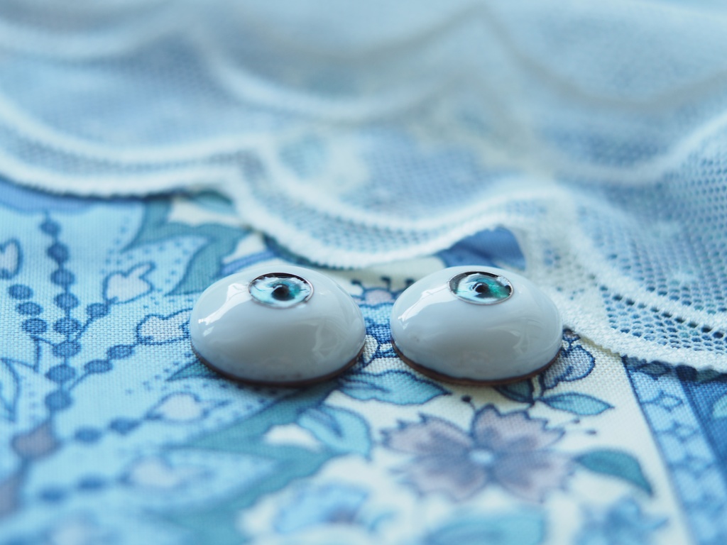 18mm/7mm ブルー×グリーン系カッパータイプ 小虹彩 七宝グラスアイ