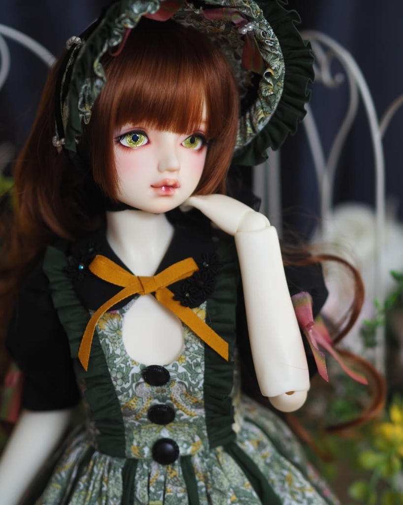 18mm/9mm イエローグリーン系水彩タイプ 七宝グラスアイ