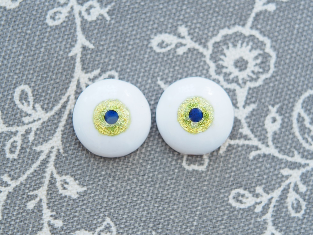 18mm/9mm イエローグリーン系水彩タイプ 七宝グラスアイ